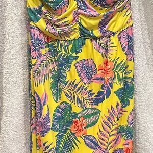 Collective Concepts Yellow Floral Midi Dress